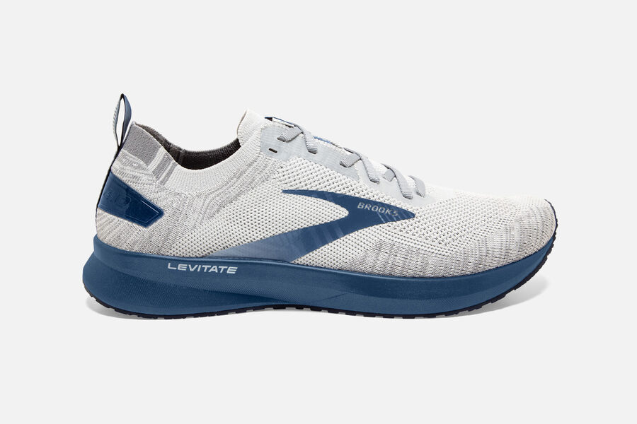 Levitate 4 Road Brooks Running Shoes NZ Mens - White/Blue - ZOFNSQ-561